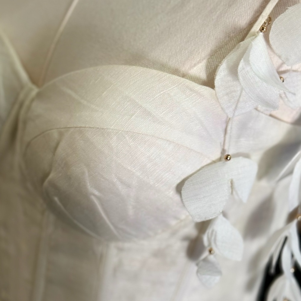 NWOT $1600 MSRP Zimmermann Ivory Wanderland Corset-Style Midi Dress US Size 4-6 - Picture 9 of 15